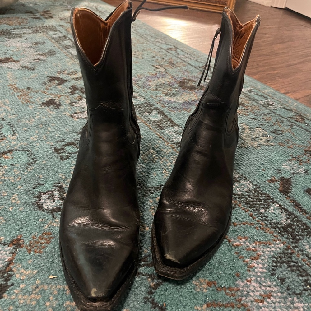 Black Leather Cowboy Boots